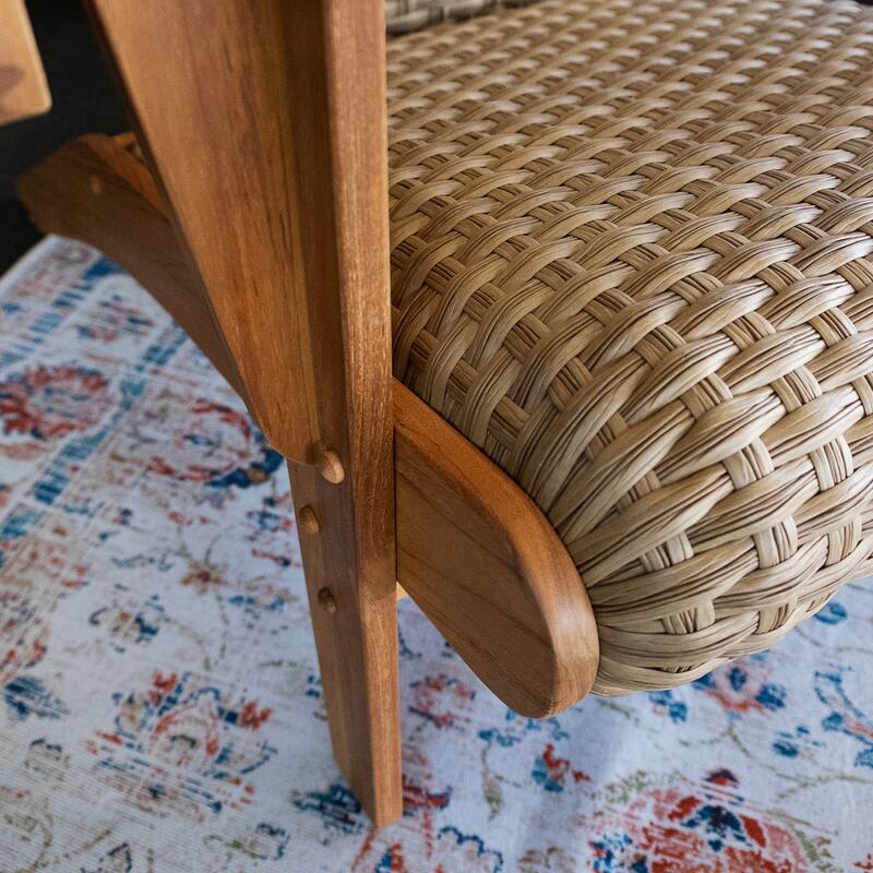 Cambridge Casual Camden Teak Patio Adirondack Chair Set with Padded Woven Seat - FREE Patio Cover