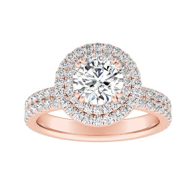 Auriya 14k Gold 2ct Moissanite Halo Diamond Engagement Ring 9/10ctw