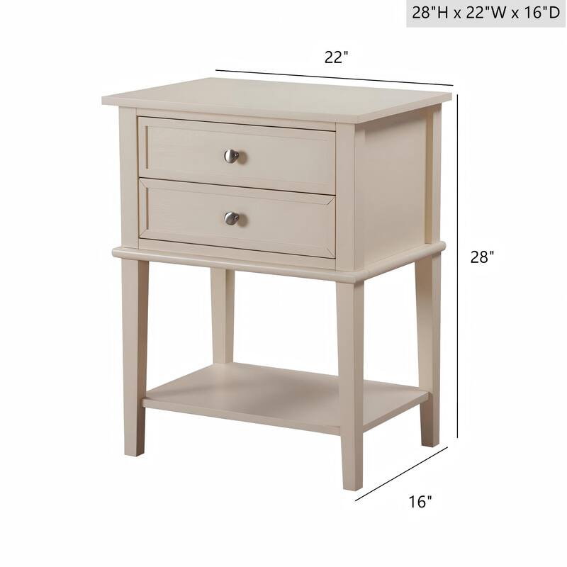 Beige Contemporary Nightstand with Open Shelf