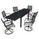 preview thumbnail 5 of 7, Clihome 7 Pieces Outdoor Dining Set with 1 Extendable Dining Table, Swivel Chair