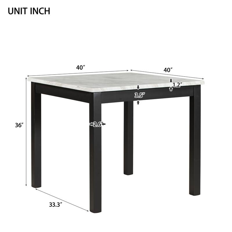 5piece Counter Height Dining Table Set with One Faux Marble Dining