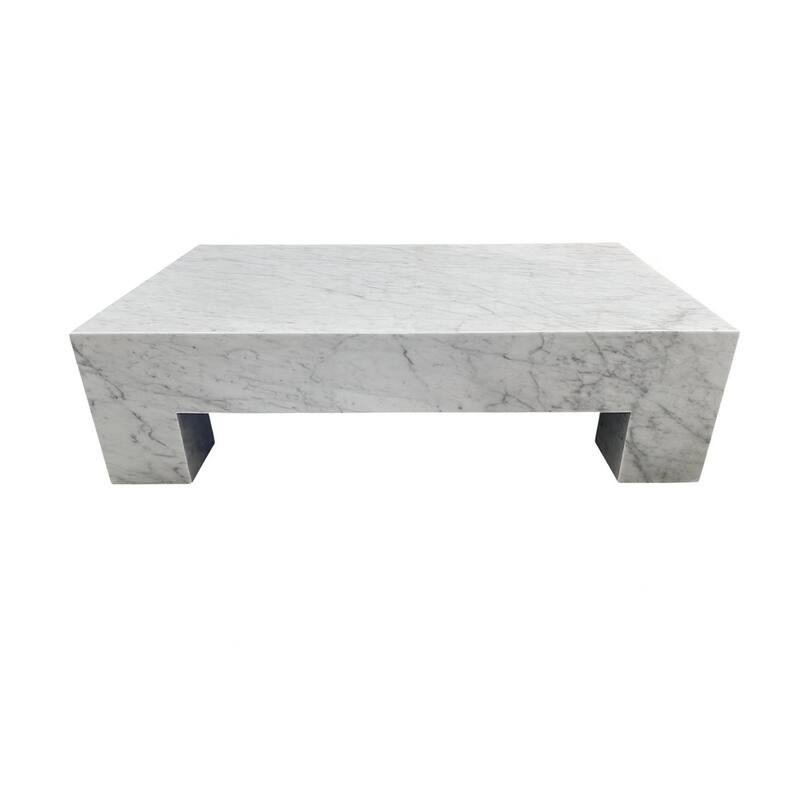 Genuine Marble Rectangular Four Legs Coffee Table - Carrara Marble