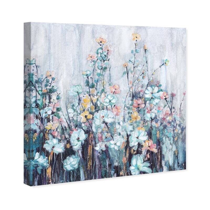 Wynwood Studio Canvas Floral and Botanical Mint Shadows Blue and Farmhouse Wall Art Canvas Print - Blue, Gray