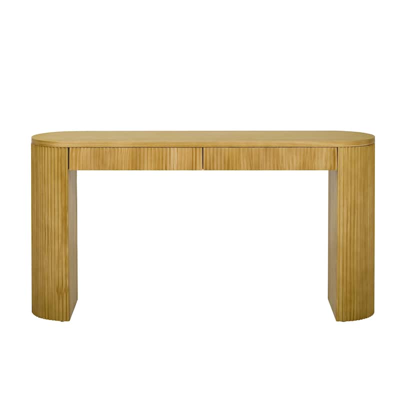 Sophisticated Console Table with Pine Veneer and Vertical Striped