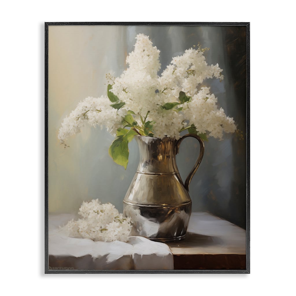 Stupell White Lilacs Still Life Framed Giclee Art Design By Arlington Prints