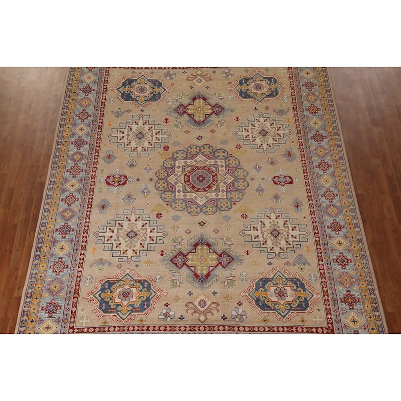 Geometric Kazak Area Rug Handmade Bedroom Wool Carpet - 8'4" x 11'3"