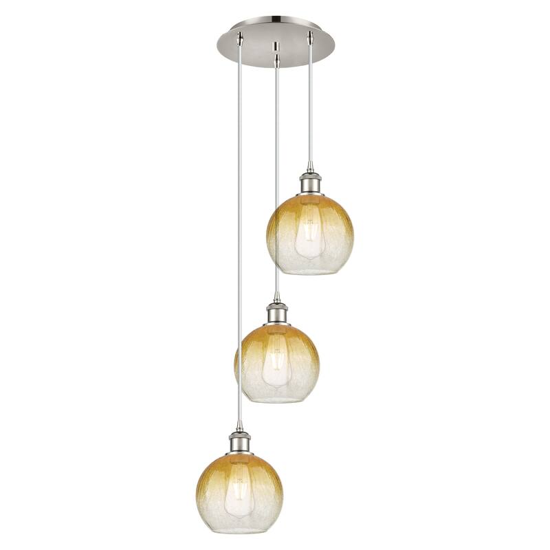 Innovations Lighting Endless Possibilities Ballston - Brookhaven Globe - 3 Light 14" Cord Hung Multi Pendant - Polished Nickel/Amber