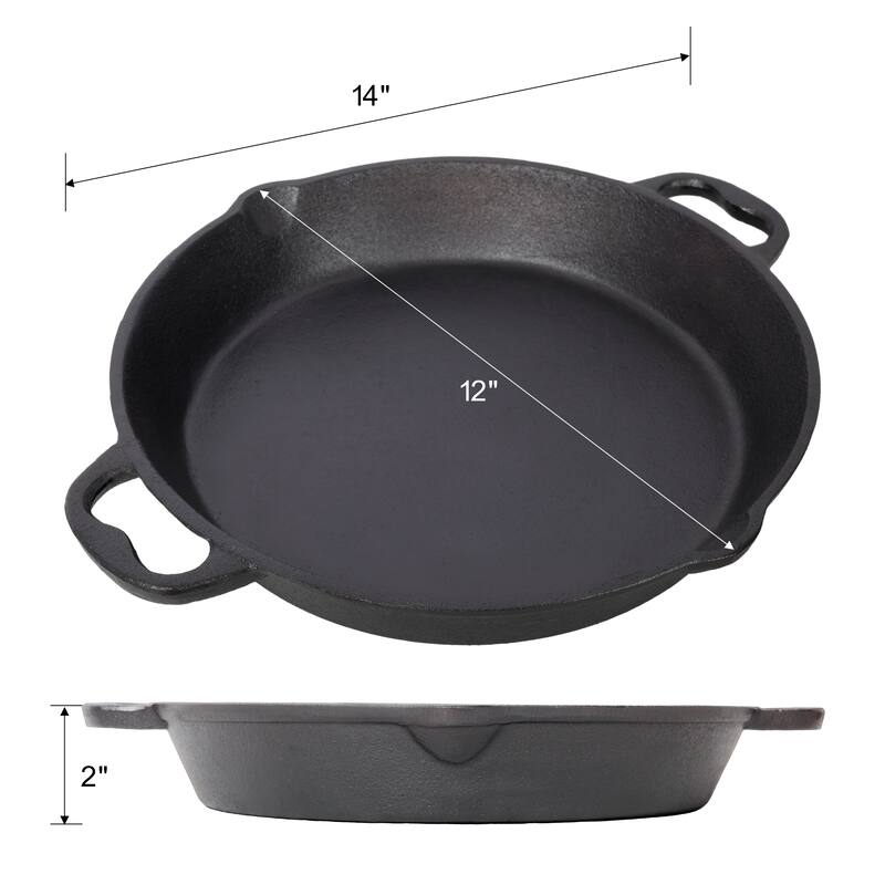 Pre-Seasoned Cast Iron Skillet, Cast Iron Pan with Dual Assist Handles,Use for Grill, Stovetop, Induction, Oven Safe Cookwa