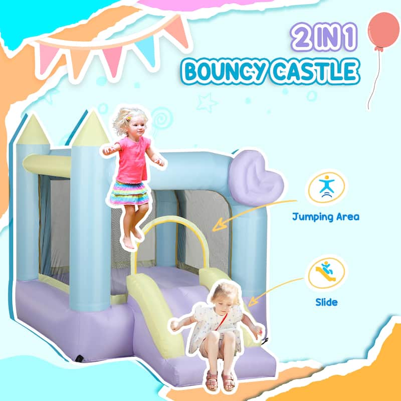 nflatable Bouncy Castle with Slide & Jumping Area Durable 420D+840D Oxford Fabric with 370W Blower for Kids Ages 3–8