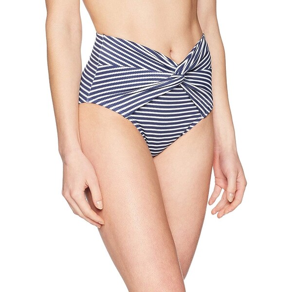 Coastal Blue Women's Swimwear High Waist Bikini Bottom, New Navy/White Stripe... - 8. Opens flyout.