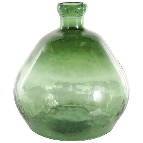 Green Recycled Glass Handmade Wide Ombre Spanish Bottle Vase - Bed