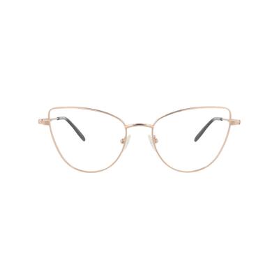 Alexander McQueen Cat Eye-Frame Metal Optical Frames, Transparent Lens, Shiny Rose Gold Frame