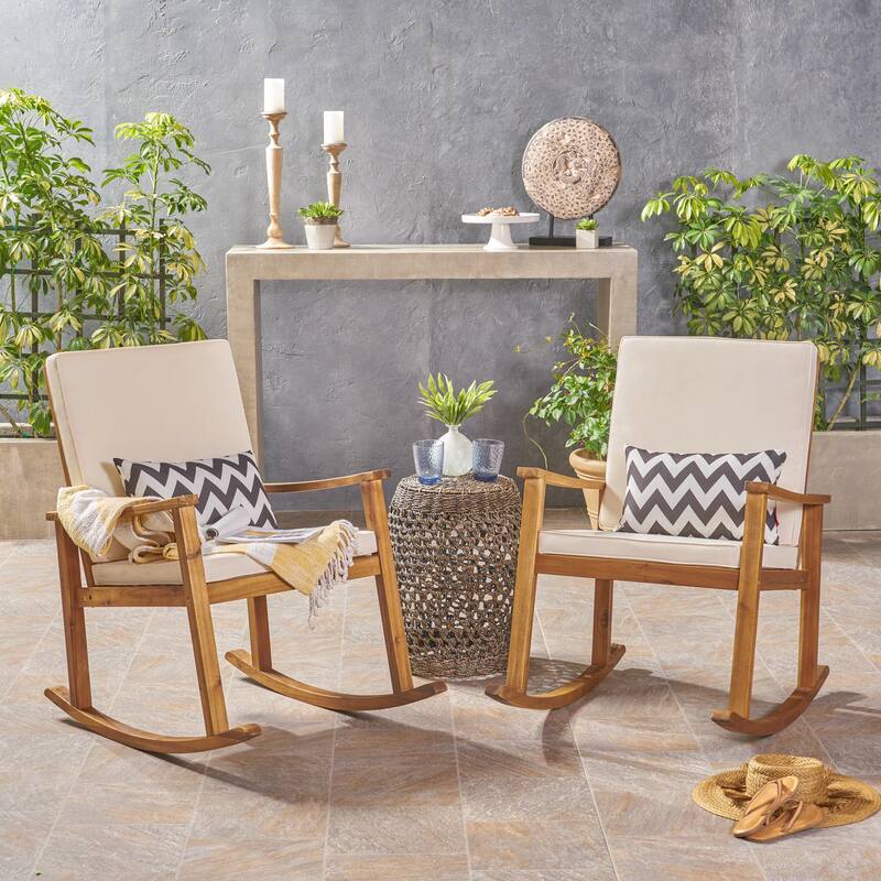 Candel Outdoor Acacia Wood Rocking Chair by Christopher Knight Home