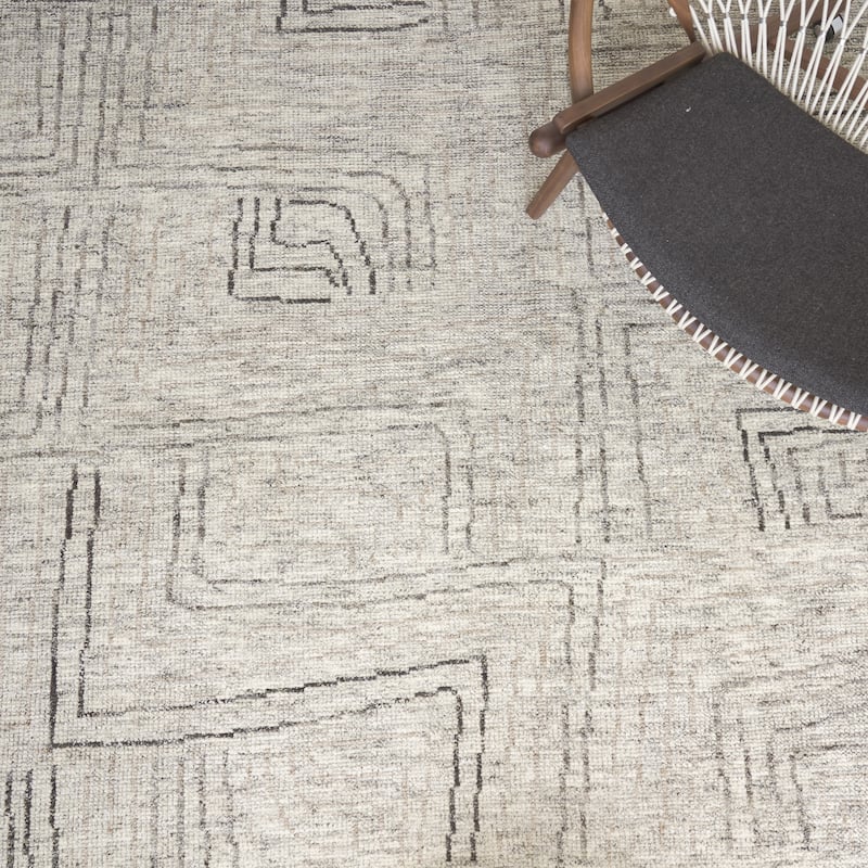 EXQUISITE RUGS Aldridge Hand-knotted Wool/Bamboo Silk Ivory/Grey/Beige Area Rug.