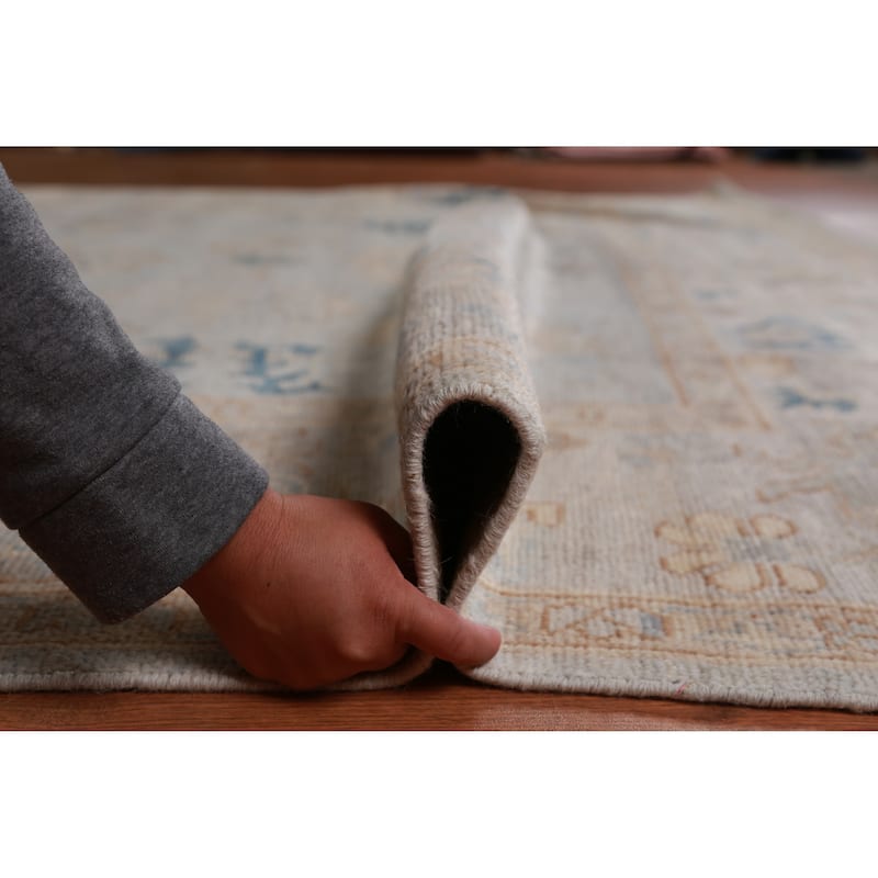 Hand Knotted Oriental 100% Wool Carpet Transitional All-Over Greys & Charcoal Oushak Area Rug - 9' 9'' X 8' 3''