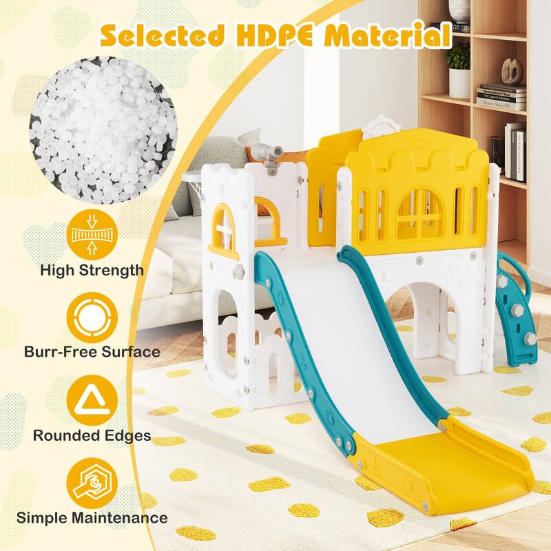 Gymax 9 in 1 Toddler Slide L Shaped Kids Slide & Climber Playset w/