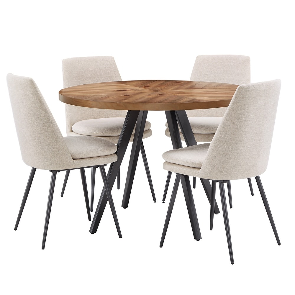 Saki Iron Grey Finish Chenille Fabric 5-Piece Dining Set by iNSPIRE Q Modern