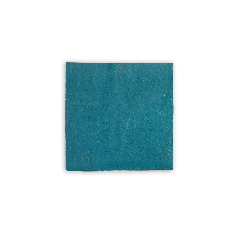 Handmade 4x4-in Moroccan Mosaic Solid Color Turquoise