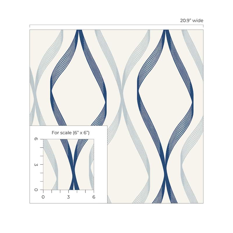 Seabrook Designs Wave Ogee Non-Woven Unpasted Wallpaper