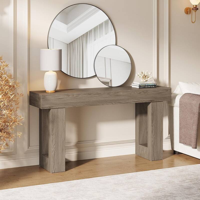 63" Wooden Console Table, Rectangular Sofa Table for Behind Couch, Entryway, HallwayLiving Room