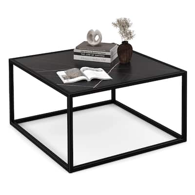 Costway Coffee Table Modern Rectangular Coffee Table Metal Frame For - 27.5'' x 27.5'' x 16''