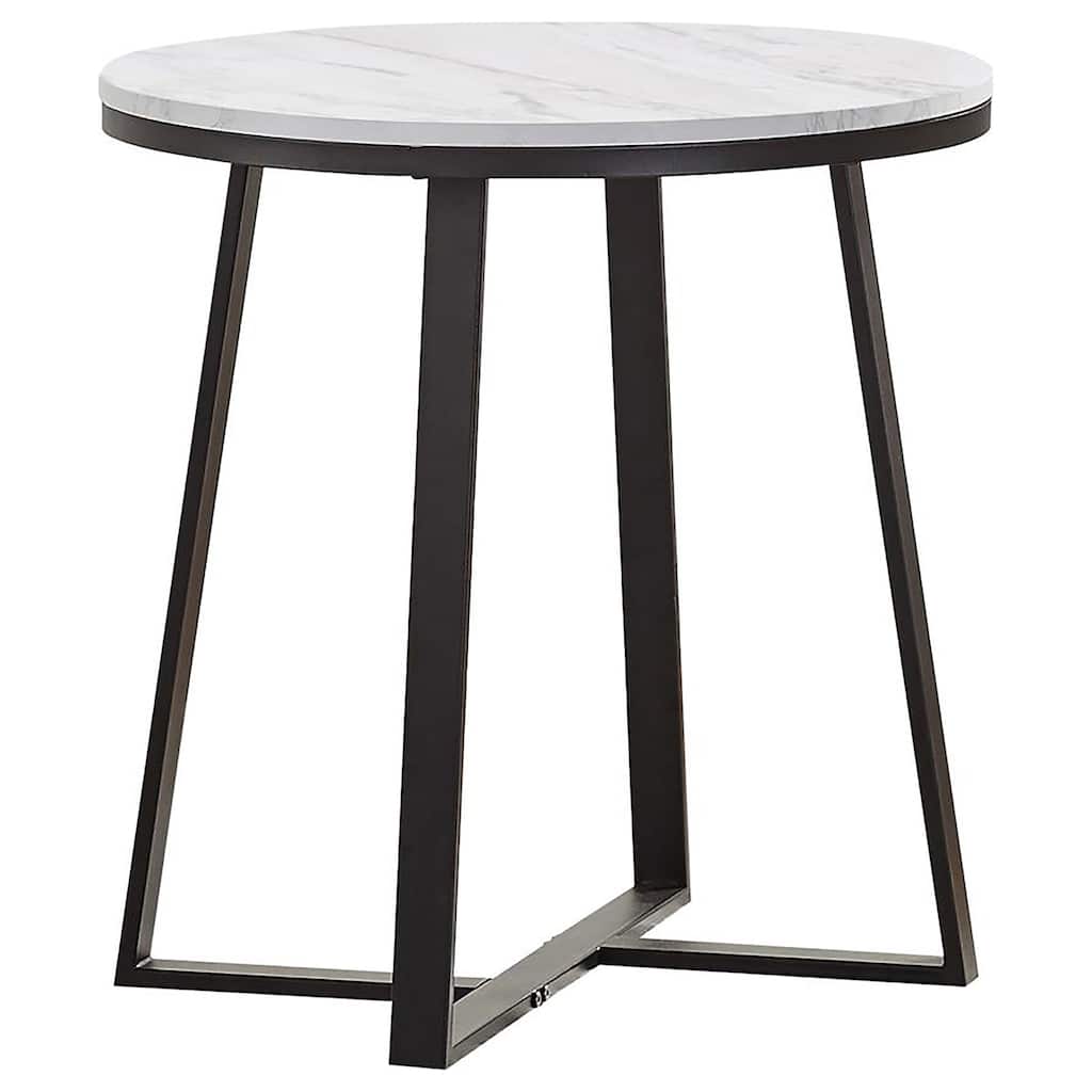 Hugo Round Faux Marble End Table White