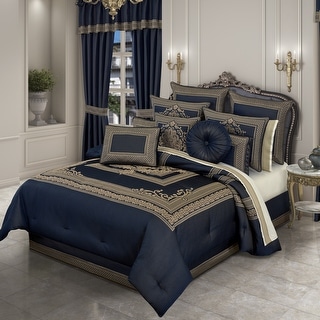 Queen New York Excelsior Royal Blue Comforter Set On Sale