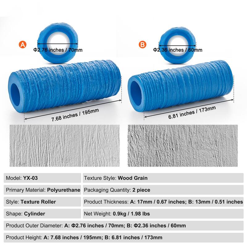 UIMOSO Concrete Stamps, 8-1/2 x 3 in & 7-1/2 x 2 in, Concrete Polyurethane Stamp Roller Stone Tile Texture Mat