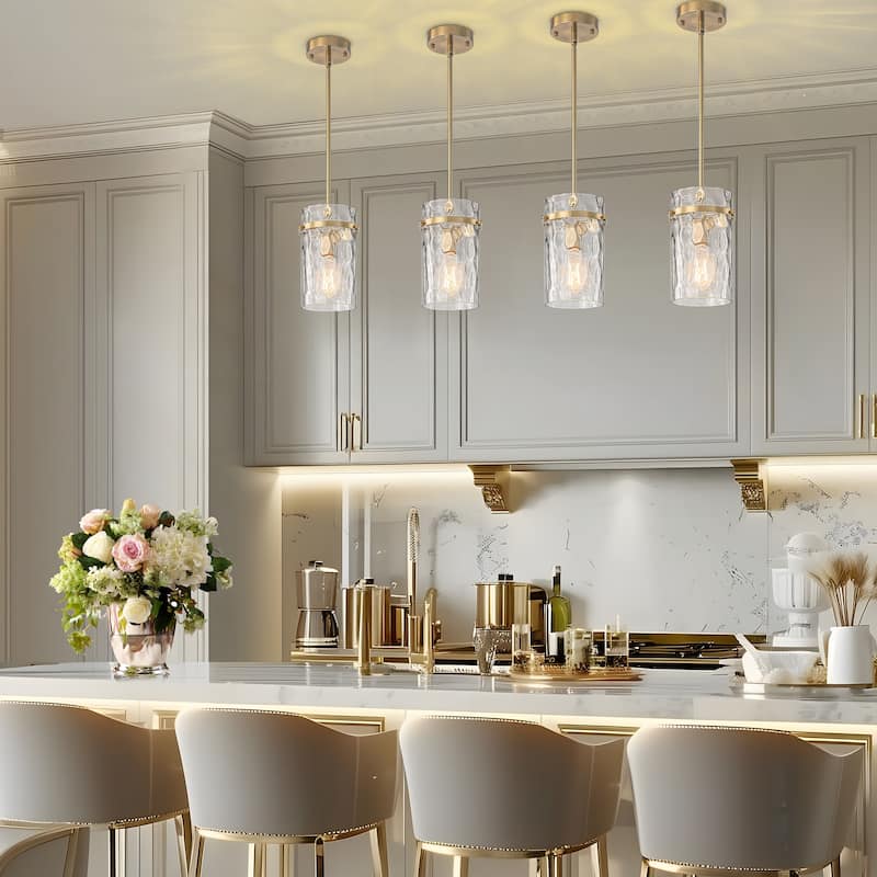Starsky Modern Clear Hammered Glass Kitchen Island Pendant Light