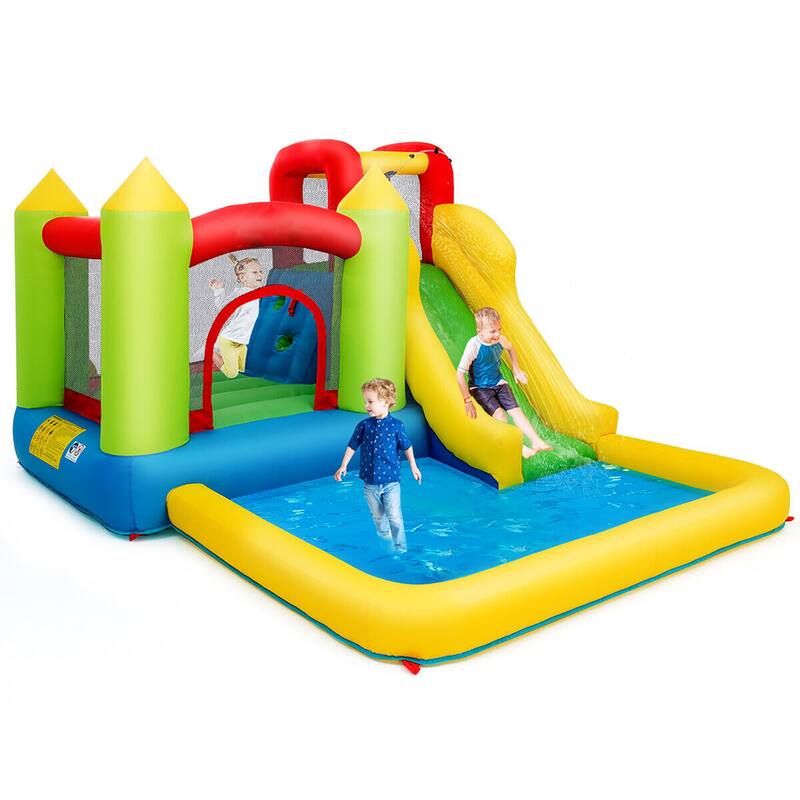 Gymax Inflatable Bounce House Water Slide Bouncer Pool w/ Climbing