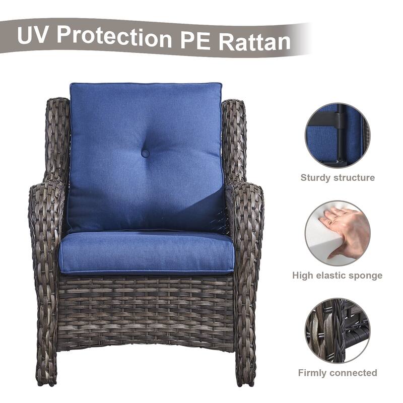 Gymojoy Outdoor Sofa Chair Ottoman Seating with Cushions