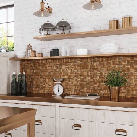 Apollo Tile 5 pack Bronze 11.7-in x 11.7-in Polished Stick Pattern Mosaic Wall Tile (4.75 sq ft/case)