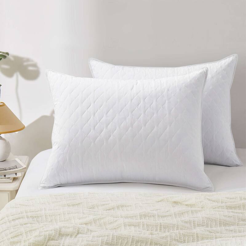 Medium-Firm Premium Soft Down Fiber Bed Pillows Set of 2 - White