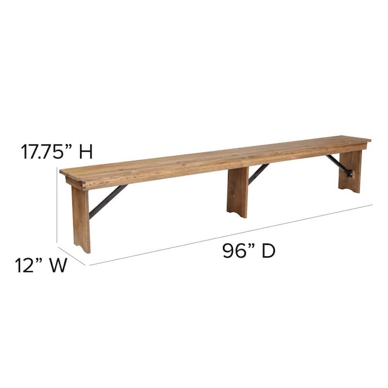 8' x 40" Antique Rustic Folding Farm Table and Four Bench Set