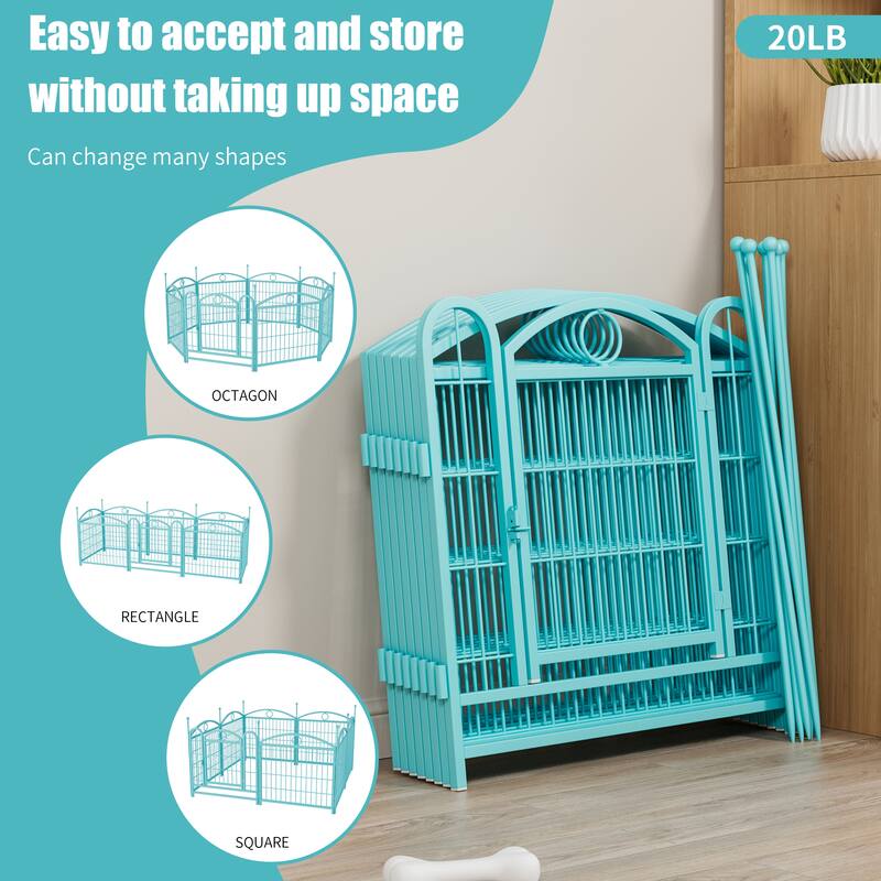 Dog Playpen Indoor 24 inch 8 Panels Metal Dog Pen Pet Dog Fence
