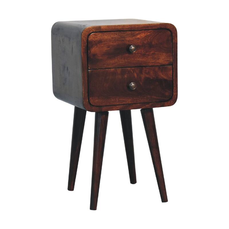 HomeRoots 22" Walnut Solid Wood Square Two Drawer Nightstand