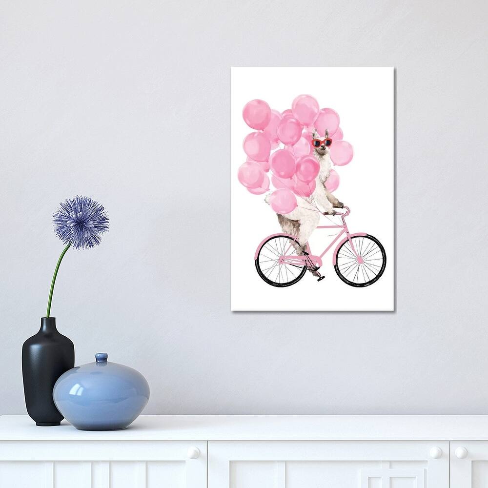 iCanvas "Iding Llama With Pink Balloons" by Big Nose Work Canvas Print