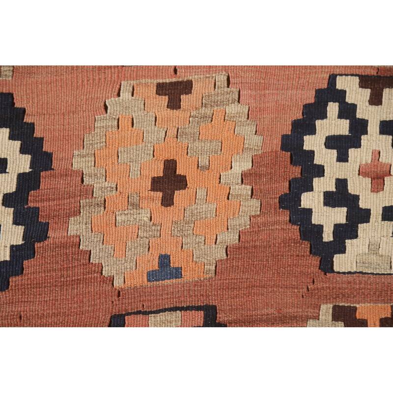 Geometric Kilim Qashqai Persian Vintage Area Rug Flatweave Wool Carpet - 4'8"x 7'3"