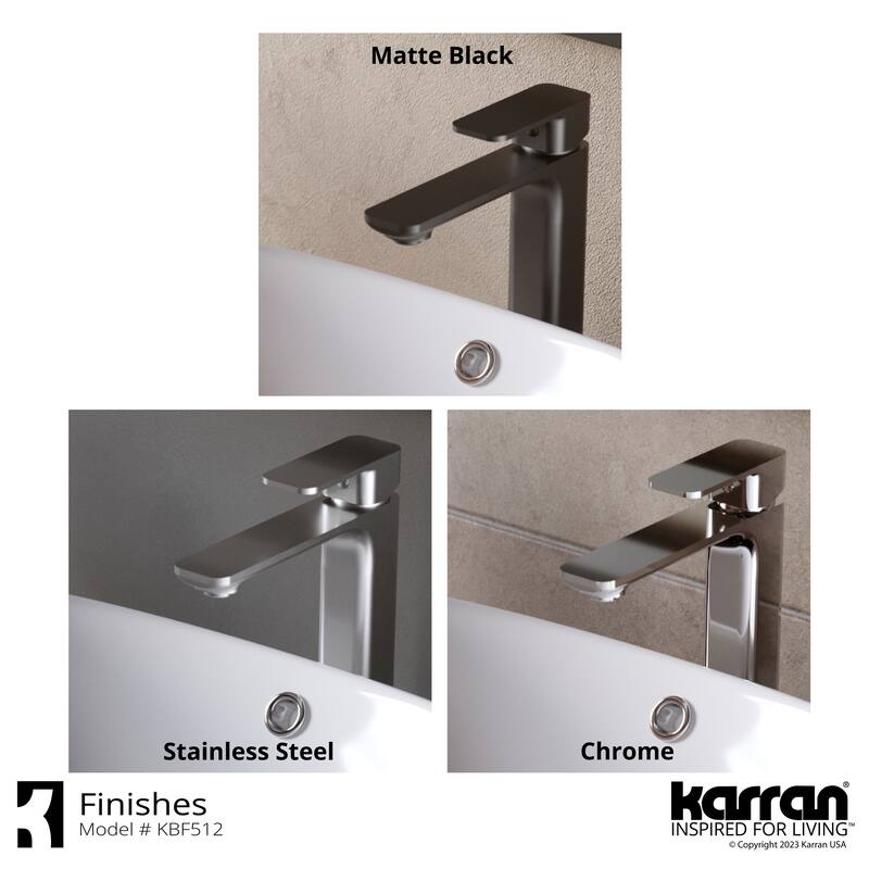 Karran Venda KBF512 Single-Handle Single Hole Vessel Bathroom Faucet with Matching Pop-up Drain