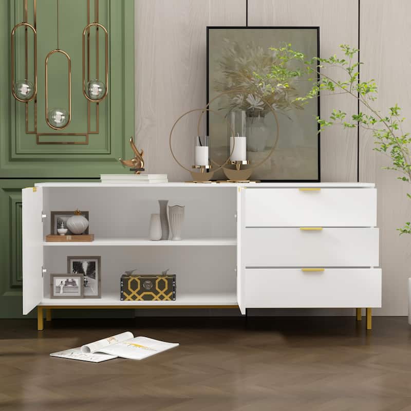 2 Door Large Storage Cabinet 3 Drawer TV Cabinet Buffet Sideboard
