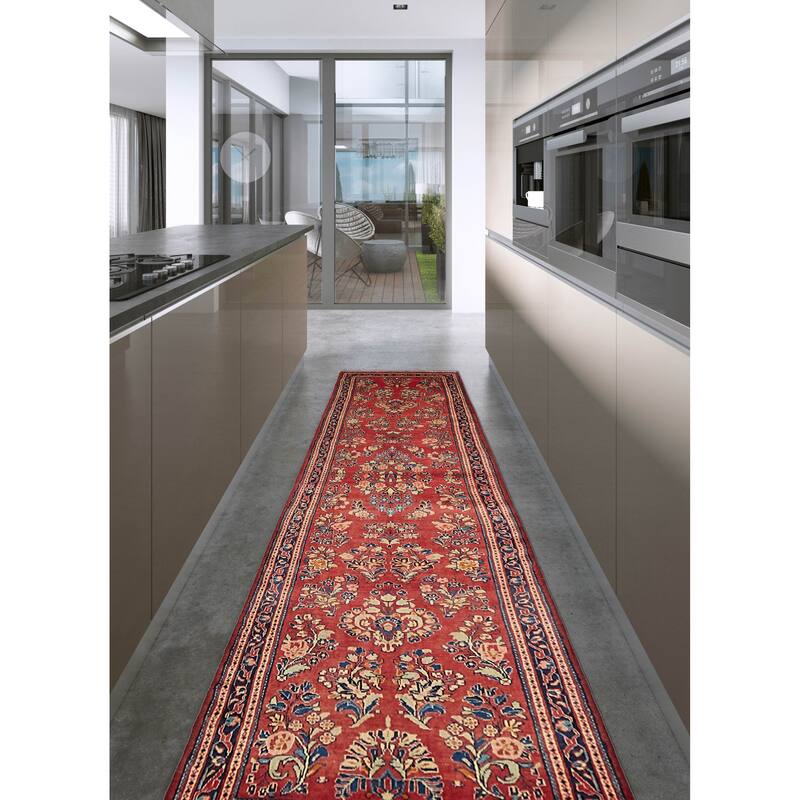 ECARPETGALLERY Hand-knotted Andelz Red Wool Rug - 3'0 x 13'0