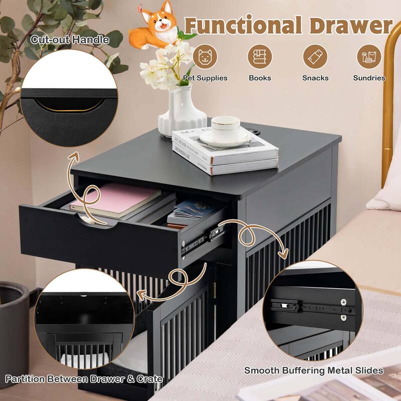 Costway 2-In-1 Furniture Dog Crate with Drawer Wired & Wireless - See Details