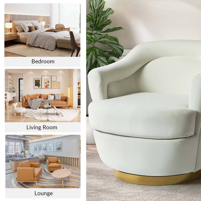 Kanstantin Modern Upholstered Swivel Barrel Chair with Golden Base Set Of 2 by HULALA HOME