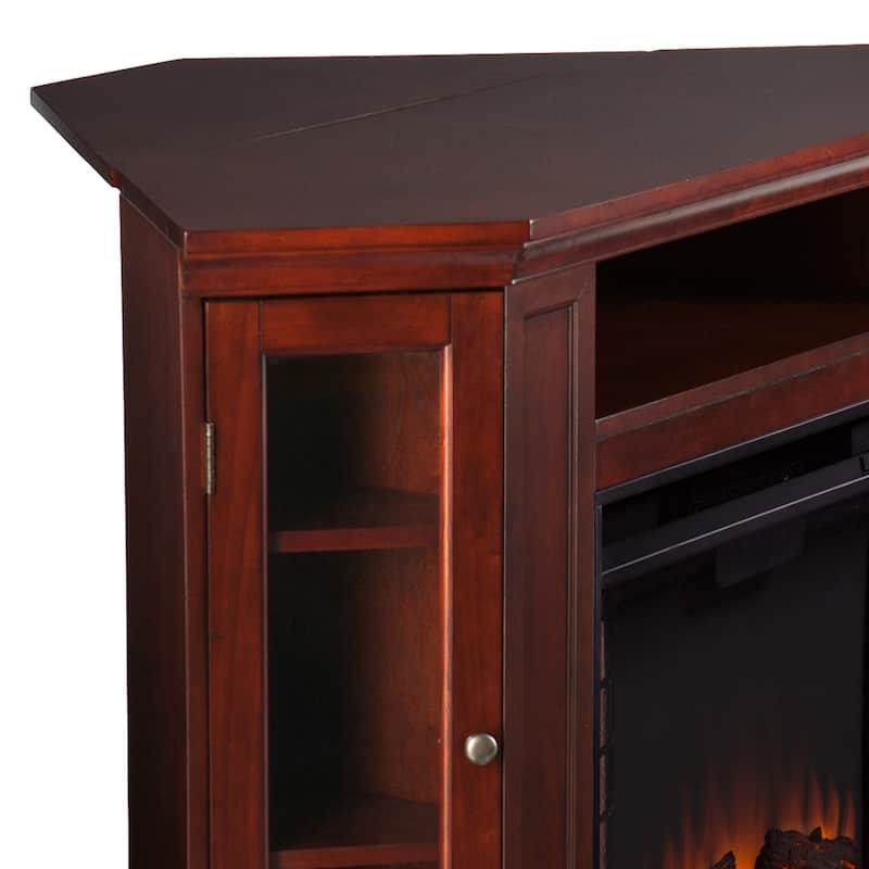 SEI Furniture Tyhee Cherry Convertible Corner Media TV Stand Fireplace for TV's up to 50"