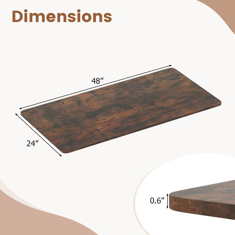 Costway 48” x 24” Whole Piece Table Top with Safe Rounded Corners for