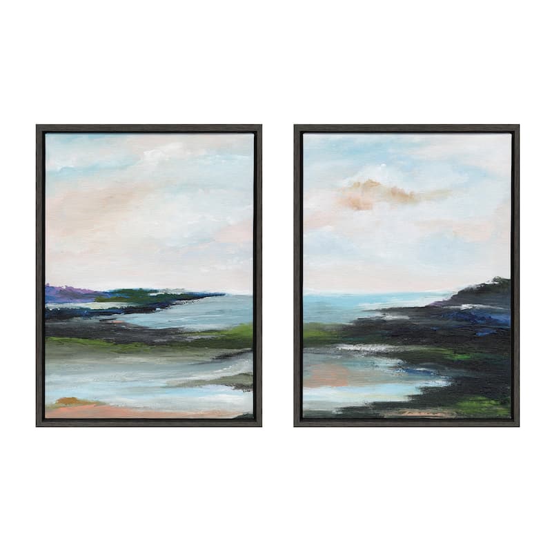 Kate and Laurel Sylvie Lake Huron Framed Canvas by Nikita Jariwala