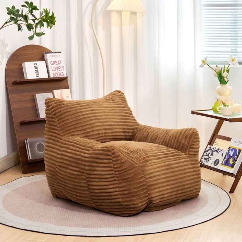 Oversized Lounge Chair Bean Bag Chair for Adults and Kids, Corduroy Fabric Arm Chair Floor Couch Single Sofa Chair