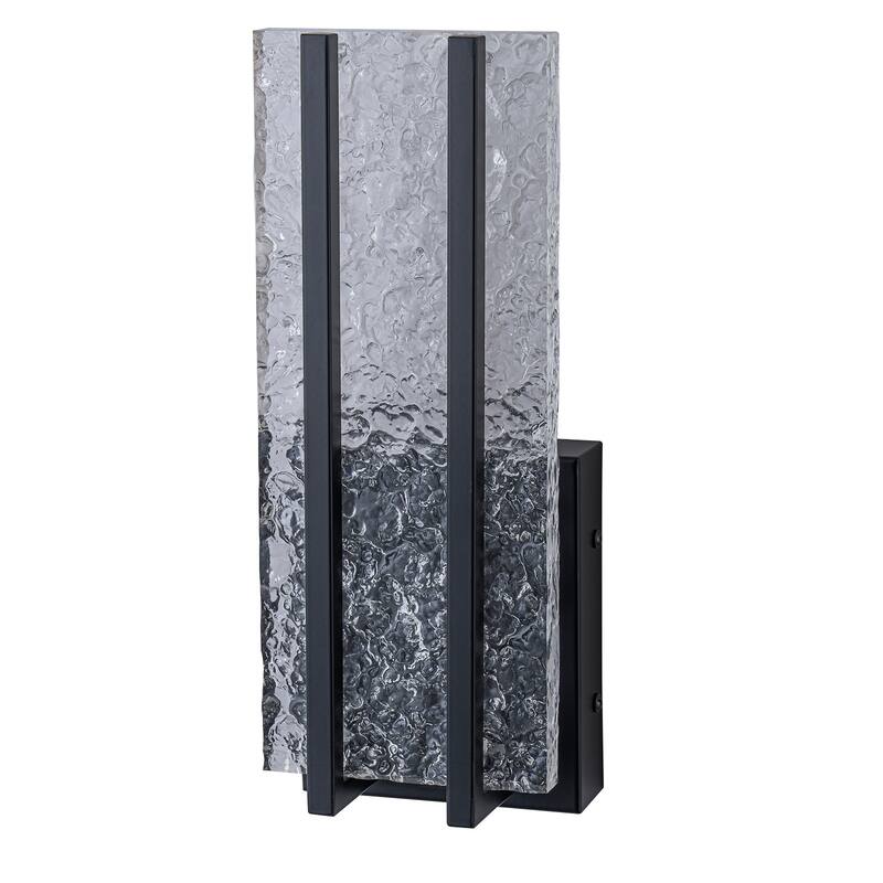 Black Metal Rectangular Water Pattern LED Dimmable Wall Sconce
