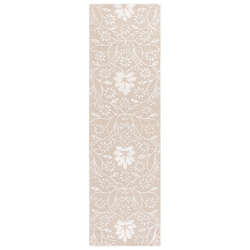 SAFAVIEH Handmade Glamour Hadwiga Wool Rug - 2'3" x 8' Runner - Beige/Ivory