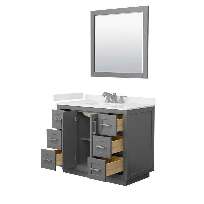 Miranda 42-inch Single Vanity, Quartz Top, 34-inch Mirror